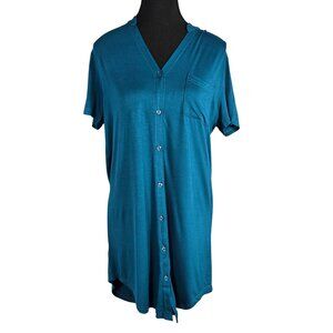 NWT | Gertisan Teal Blue Short Sleeve Button-Front Nightgown | Sleepwear | S